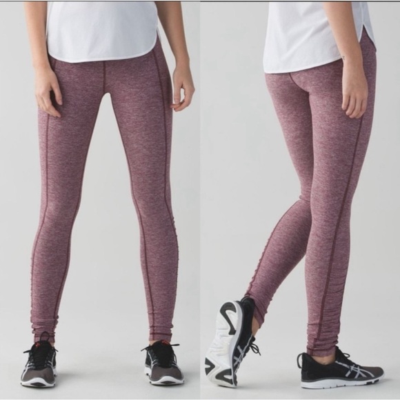 LULULEMON Turn Around Tight in heathered maroon Ruched sides soft fabric - Picture 1 of 14